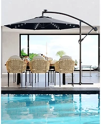 Gaomon Uv-Resistant Offset Patio Umbrella with Solar Led Lights for Backyard, Poolside