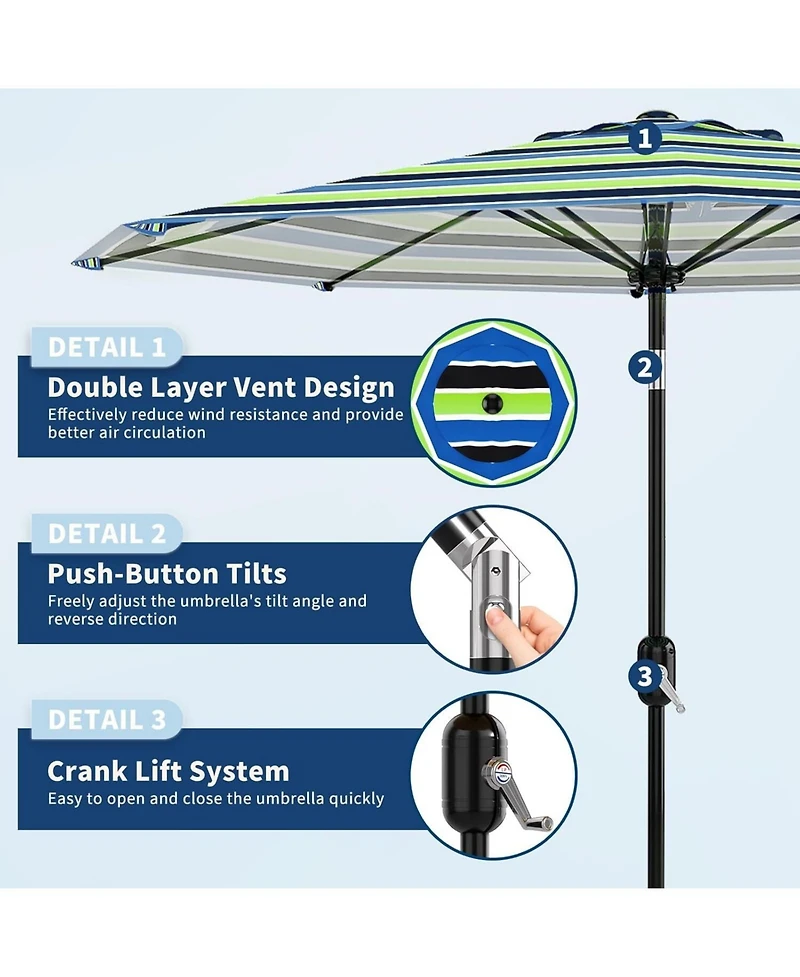 gaomon Outdoor Stripe Outdoor Patio Umbrella, Uv Protection Waterproof for Pool Deck Yard