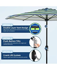 gaomon Outdoor Stripe Outdoor Patio Umbrella, Uv Protection Waterproof for Pool Deck Yard