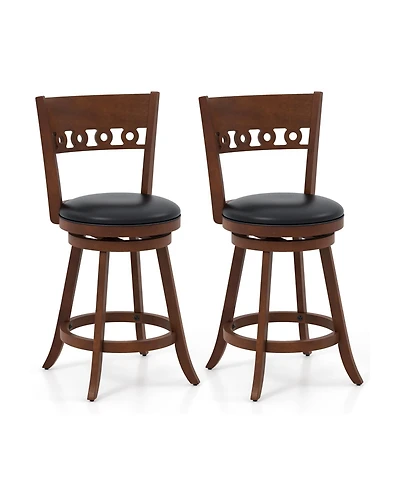 Slickblue Modern Swivel Bar Stools 2 Pack with Rubber Wood Frame Design
