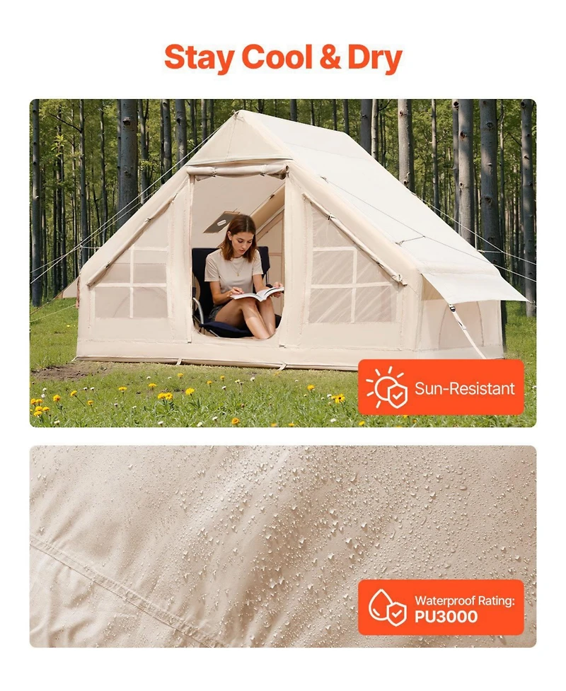 Mecale 3 to 5 Person Inflatable Camping Tent with Stove Jack