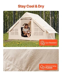 Mecale 3 to 5 Person Inflatable Camping Tent with Stove Jack