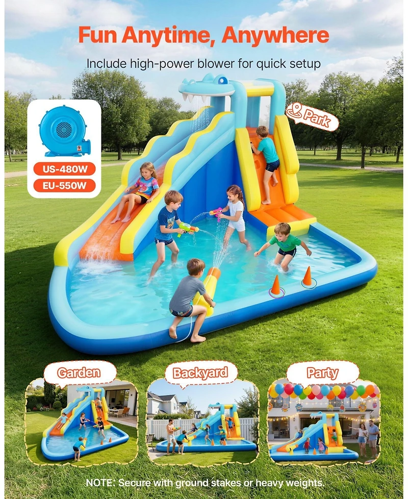 Mecale Bounce House Water Slide with Ring Toss