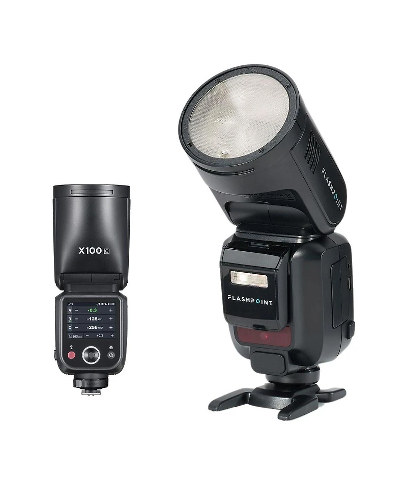 Flashpoint X100 Ttl R2 On Camera Li-on Round Head Flash For Canon with Round Head Flash Accessory Kit