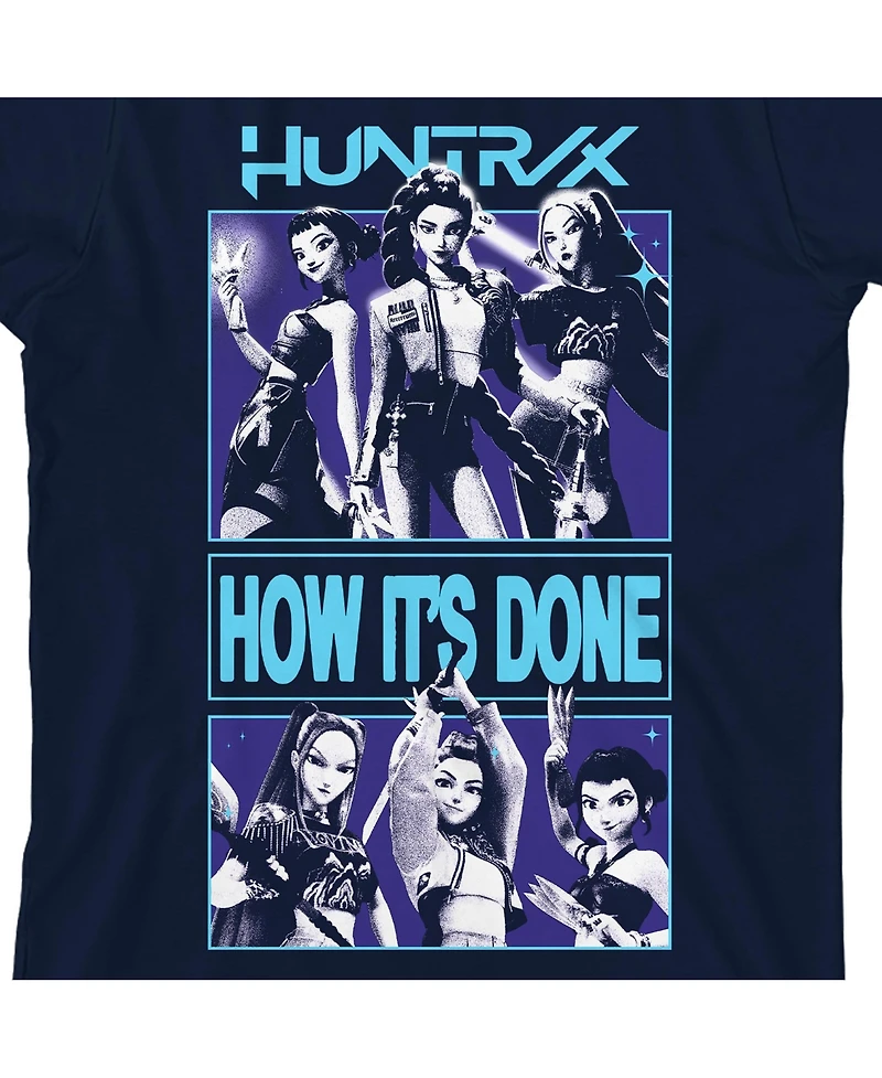 Kpop Demon Hunters Boys Huntr/X How It's Done Youth Navy Crew Neck Short Sleeve T-shirt-xs