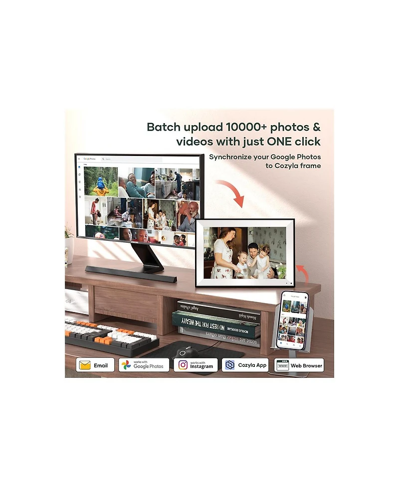 Cozyla 10.1" Wxga Wi-Fi Rechargeable Touchscreen Digital Picture Frame