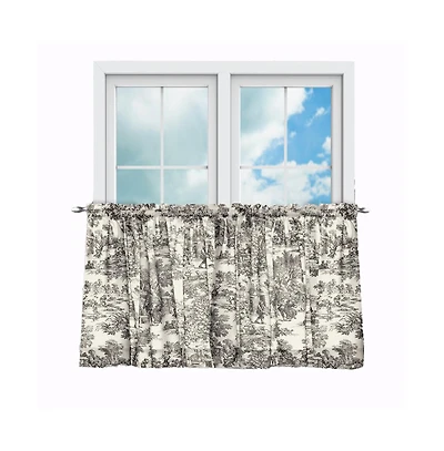 Ellis Curtain Victoria Park Toile Design Printed Room Darkening 2-Piece Window Rod Pocket Pair