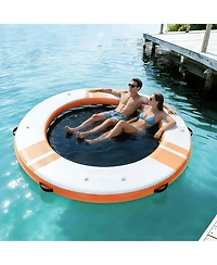 Mecale 8 Ft Inflatable Floating Dock Platform with Ladder and Carry Bag