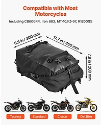Mecale 30L Motorcycle Tail Bag Waterproof with Rain Cover and Shoulder Straps