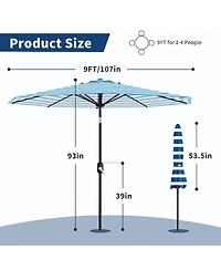 gaomon Outdoor 9FT Stripe Outdoor Patio Umbrella, Uv Protection Waterproof for Pool Deck Yard
