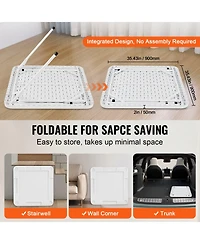Mecale 35.4" Square Folding Mahjong Table for 4 Players, Cup Holders & Chip Trays, Includes Domino Set, Portable Game Table, White