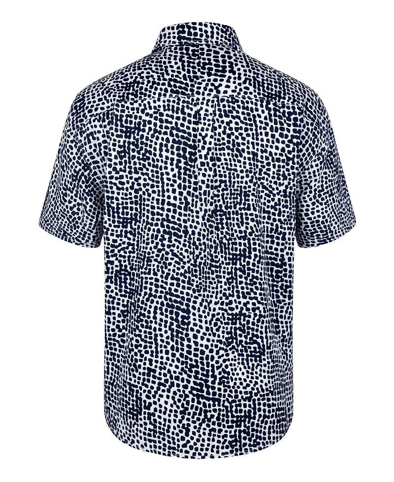 Modenaire Men's Printed Button Front Short Sleeve Shirt