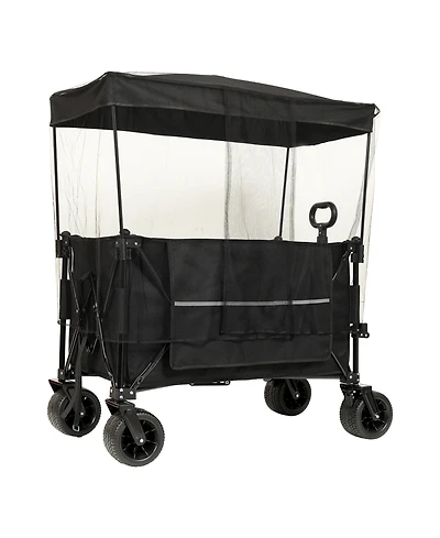 Mondawe 480lbs Collapsible Storage Wagon Utility Carts with Mosquito Net & Removable Canopy