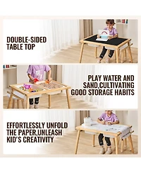 Mecale Wooden Sensory Table and 2 Chairs Set for Toddlers, Ages 3