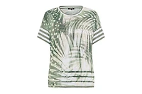 Olsen Women's Abstract Palm Print T-Shirt