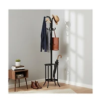 Slickblue Freestanding Metal Coat Rack with Umbrella Holder for Hallway