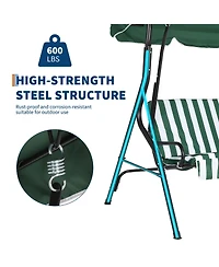 GarveeLife 3-Seat Patio Swing Chair with Adjustable Canopy Thick Waterproof Cushions, Heavy-Duty Steel Frame Outdoor Glider Bench for Yard