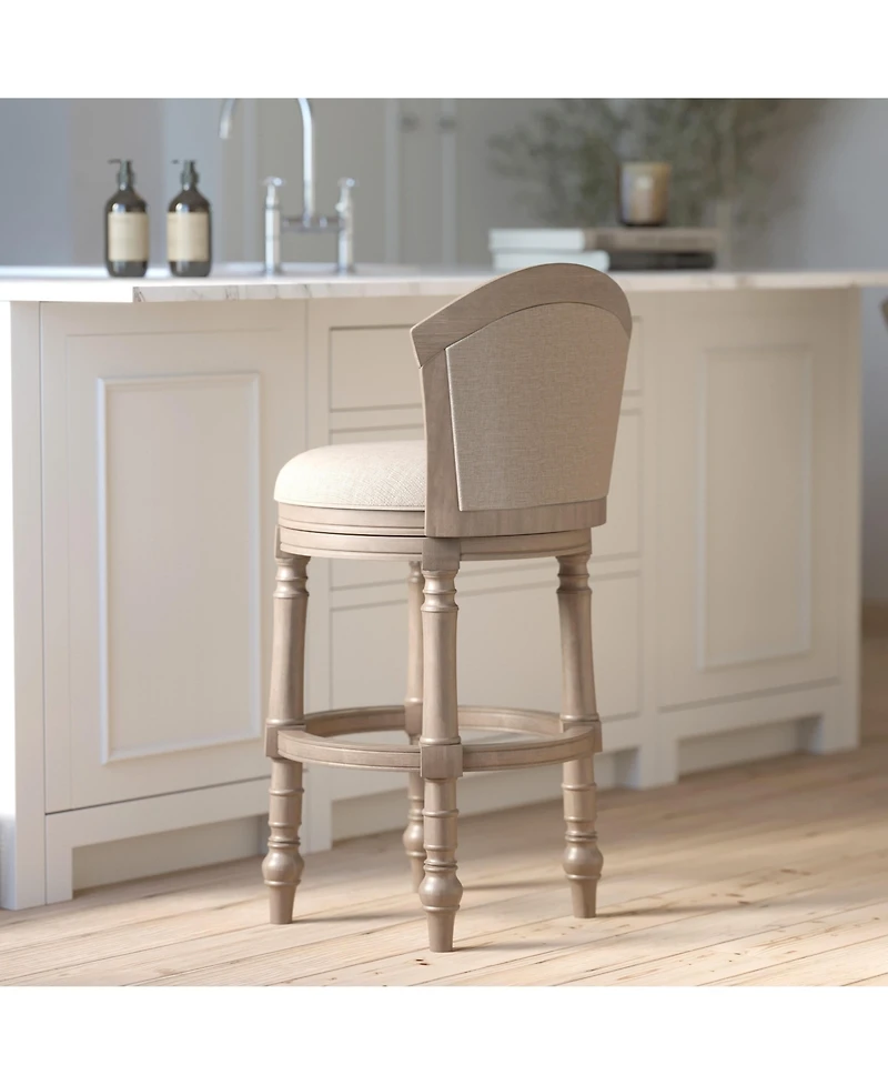 Boyel Living Classic Solid Wood Bar Stool with Mixed Upholstered Seating