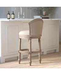 Boyel Living Classic Solid Wood Bar Stool with Mixed Upholstered Seating