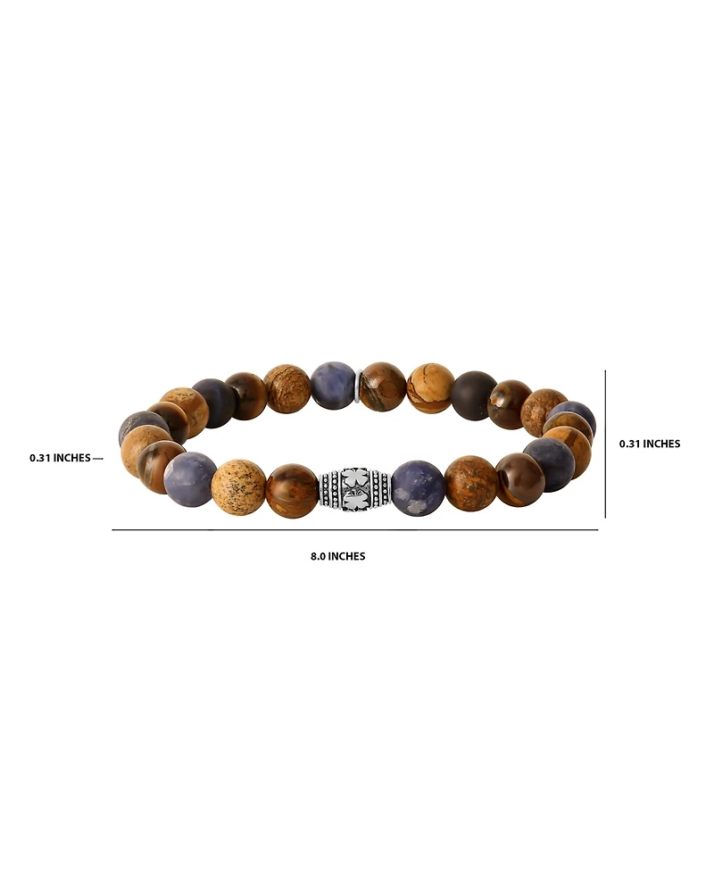 Lucky Brand Sodalite, Picture Jasper and Tigers Eye Beaded Elastic Bracelet