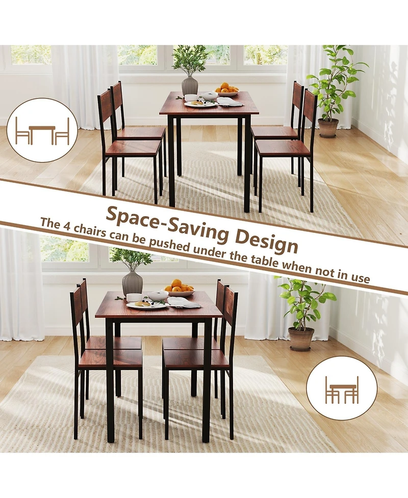 Slickblue 5 Piece Dining Table Set for 4 Industrial Kitchen Table Set