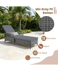 Sugift Outdoor Chaise Lounge Chair Patio Recliner with 6-Level Backrest