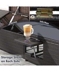 Sugift Patio Double Chaise Lounge with Cushions and Folding Side Trays