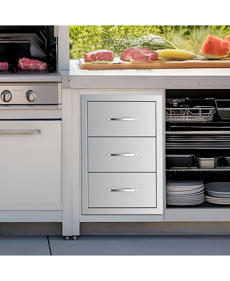 Sugift Triple Access Kitchen Drawers 18.5in W 22.5in H