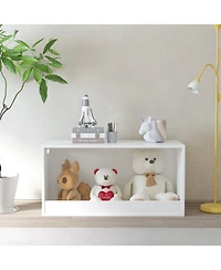 Rainsken Wooden Toy Box Storage Organizer for Kids, Modern Toy Storage Bin, Toy Chest Plush Toys Books, for Boys Girls Nursery Bedroom Playroo
