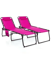Sugift Foldable Reclining Lounge Chair with Adjustable Backrest and Footrest