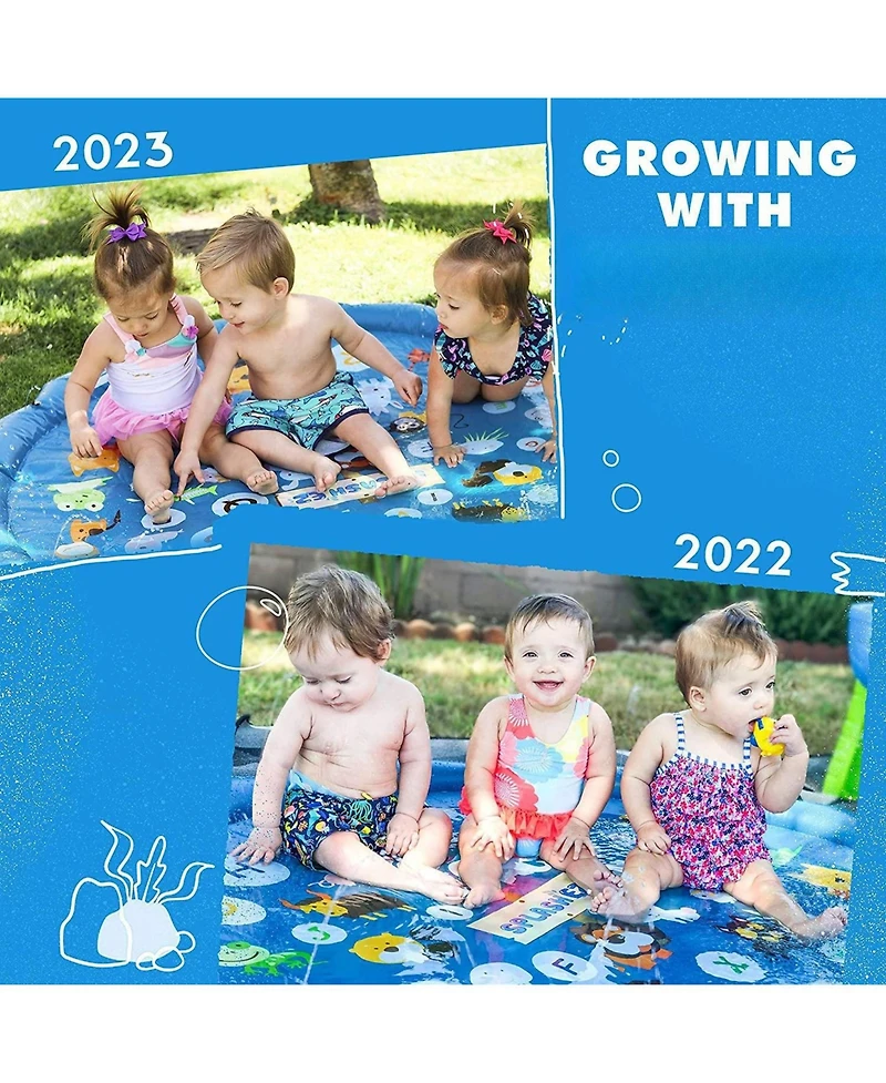 Gnuadz Kids Splash Pad Sprinkler Pool Learning Water Play Mat