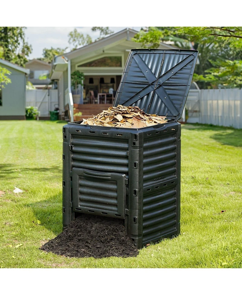 Sugift Outdoor Compost Bin 80 Gal Bpa Free with Sliding Door and Ventilation