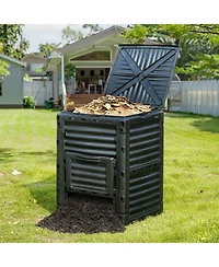 Sugift Outdoor Compost Bin 80 Gal Bpa Free with Sliding Door and Ventilation