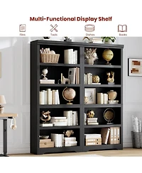 gaomon 75" Tall Farmhouse Bookshelf, 5 Tier Open Bookcase with Adjustable Shelves and Anti-Tip Design for Living Room