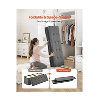 Sugift Foldable Storage Ottoman Bench End of Bed with Side Bags