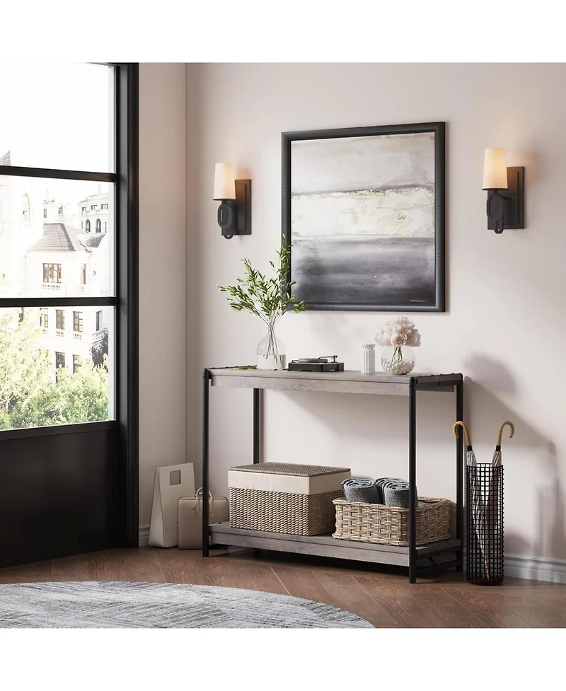 gaomon 2-Tier Narrow Console Table for Sofa or Entryway - Modern Farmhouse Accent Table with Open Shelf