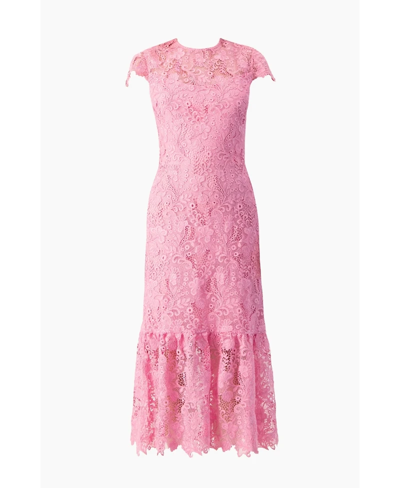 Ivonne Women's Lace Cap-Sleeve Midi Dress