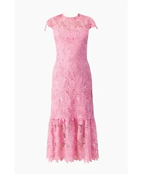 Ivonne Women's Lace Cap-Sleeve Midi Dress