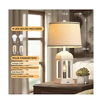 Sofucor 26-inch Table Lamp for Living Room, Farmhouse Lamps Set of 2 with Usb A+C and Nightlight