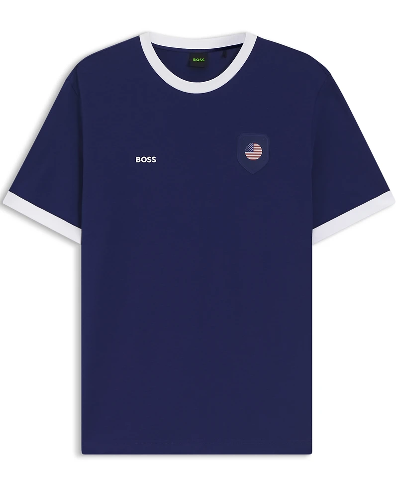 Boss by Hugo Men's Stretch-Cotton Usa Country Flag Logo T-Shirt