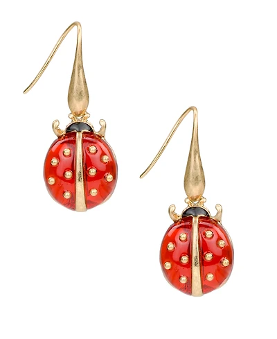 Patricia Nash Gold-Tone Ladybug Wire Drop Earrings