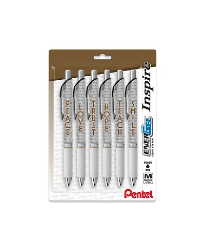 Pentel EnerGel Inspire Refillable Gel Pen, 0.7mm, Ink 6-pk