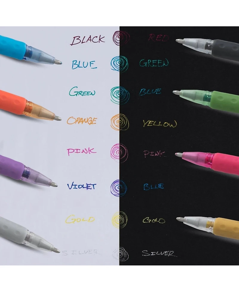 Pentel Sparkle Pop Metallic Gel Pen, (1.0mm) Bold Line, Assorted Ink 8-Pk