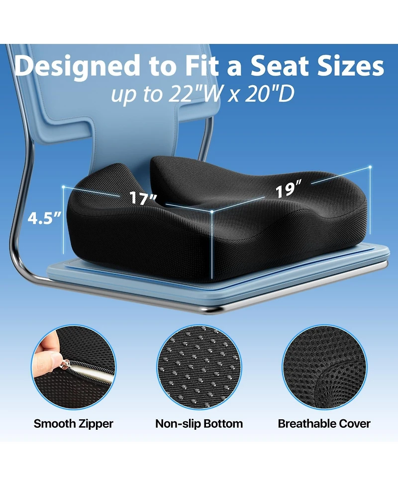 Gnuadz Seat Cushion Memory Foam Office Chair Pad Long Sitting