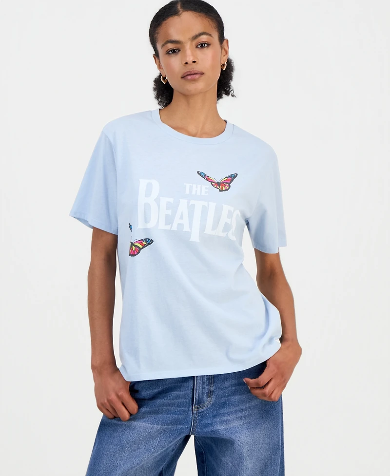 Love Tribe Juniors' Beatles Butterfly Graphic T-Shirt