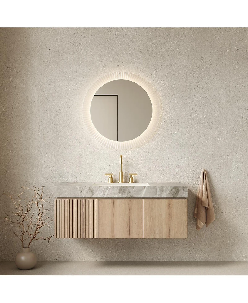 Sillysis 30 Inch Mounted Bathroom Vanity with Sintered Stone Top, 3-Hole Ceramic Sink, Soft Close Storage Cabinet