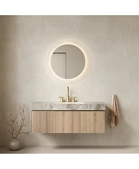 Sillysis 30 Inch Mounted Bathroom Vanity with Sintered Stone Top, 3-Hole Ceramic Sink, Soft Close Storage Cabinet