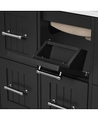Sillysis 30 Inch Modern Bathroom Vanity with Ceramic Sink, Tip-Out Drawer, Soft Close Doors, Flexible Storage for