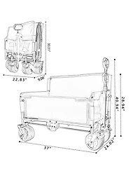 Mondawe 3-in-1 Convertible Folding Storage Wagon Utility Carts w/ 500LBS Capacity, 180L Space, All-Terrain Wheels for Outdoor Use