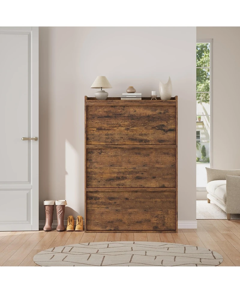 Homfan Shoe Cabinet with Flip Drawers, Hidden Shoe Storage Organizer for Entryway